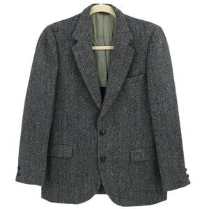 Harris Tweed Mens Blazer Sport Coat Sport Jacket 40L LRG Grey Button Suit